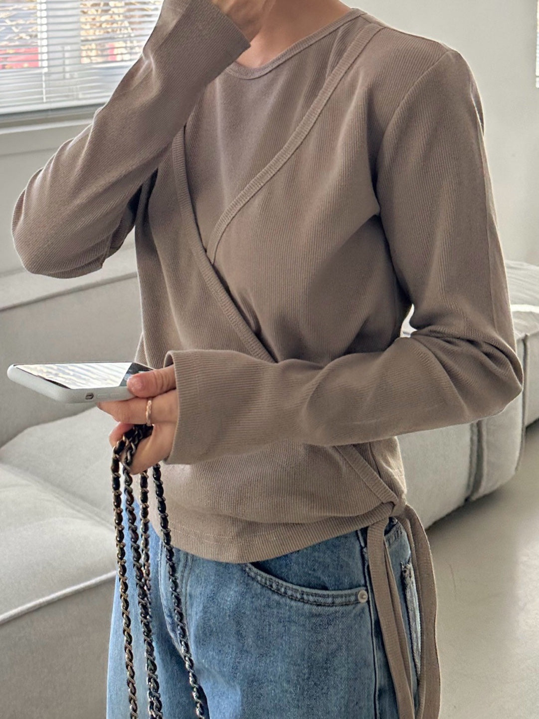 Ribbed Wrap Cardigan