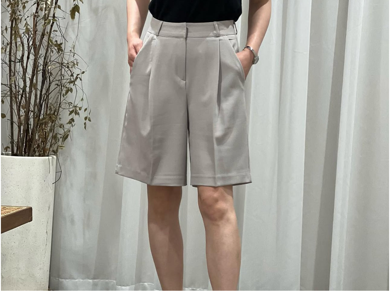 루즈핏4부 슬랙스 반바지