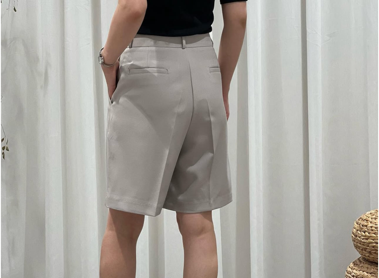 루즈핏4부 슬랙스 반바지