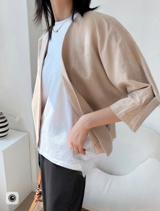 Pintuck Linen Jacket